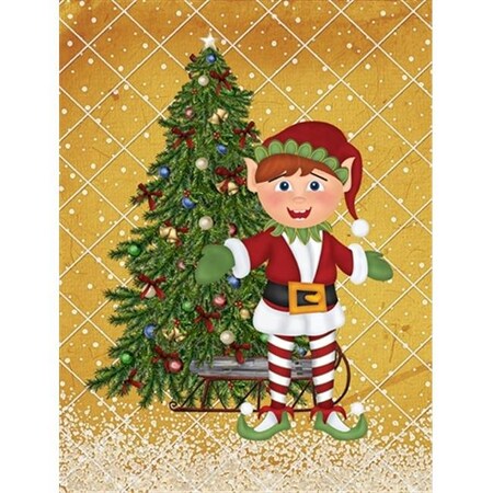 Carolines Treasures Carolines Treasures SB3115CHF Santas Elf And Christmas Tree Flag Canvas House Size SB3115CHF